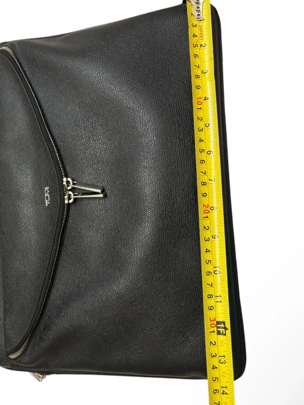 TUMI black grained leather laptop crossbody bag